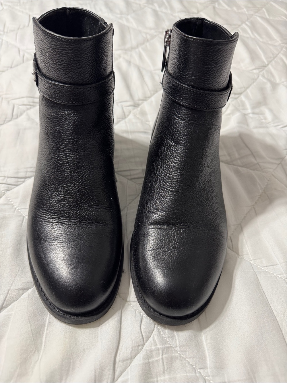 Michael Kors Black Leather Ankle Booties with Side Zip